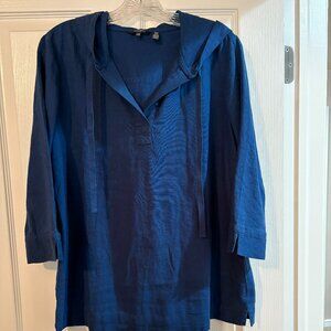 Ellen Tracy Top with Hoodie Size M Linen Blend